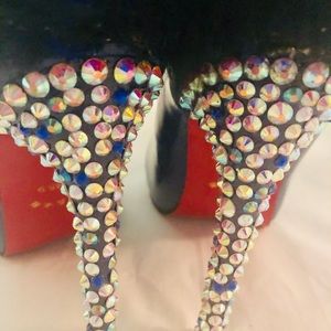 New Rhinestone Feather blue high heel pumps